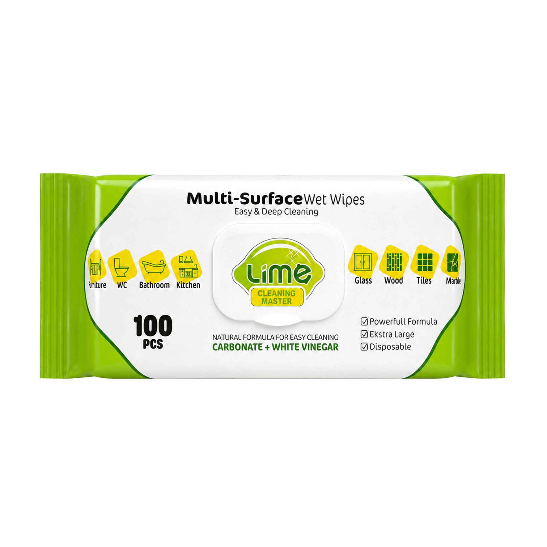 Універсальні вологі серветки для прибирання LIME Multi-Surface Wet Wipes, 100 шт