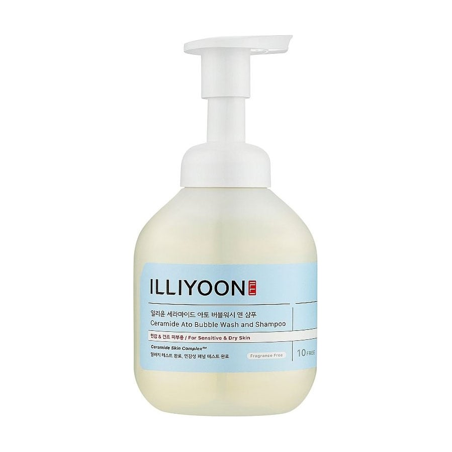 Універсальний гель-шампунь для душу Illiyoon Ceramide Ato Bubble Wash &amp; Shampoo з церамідами, 400 мл