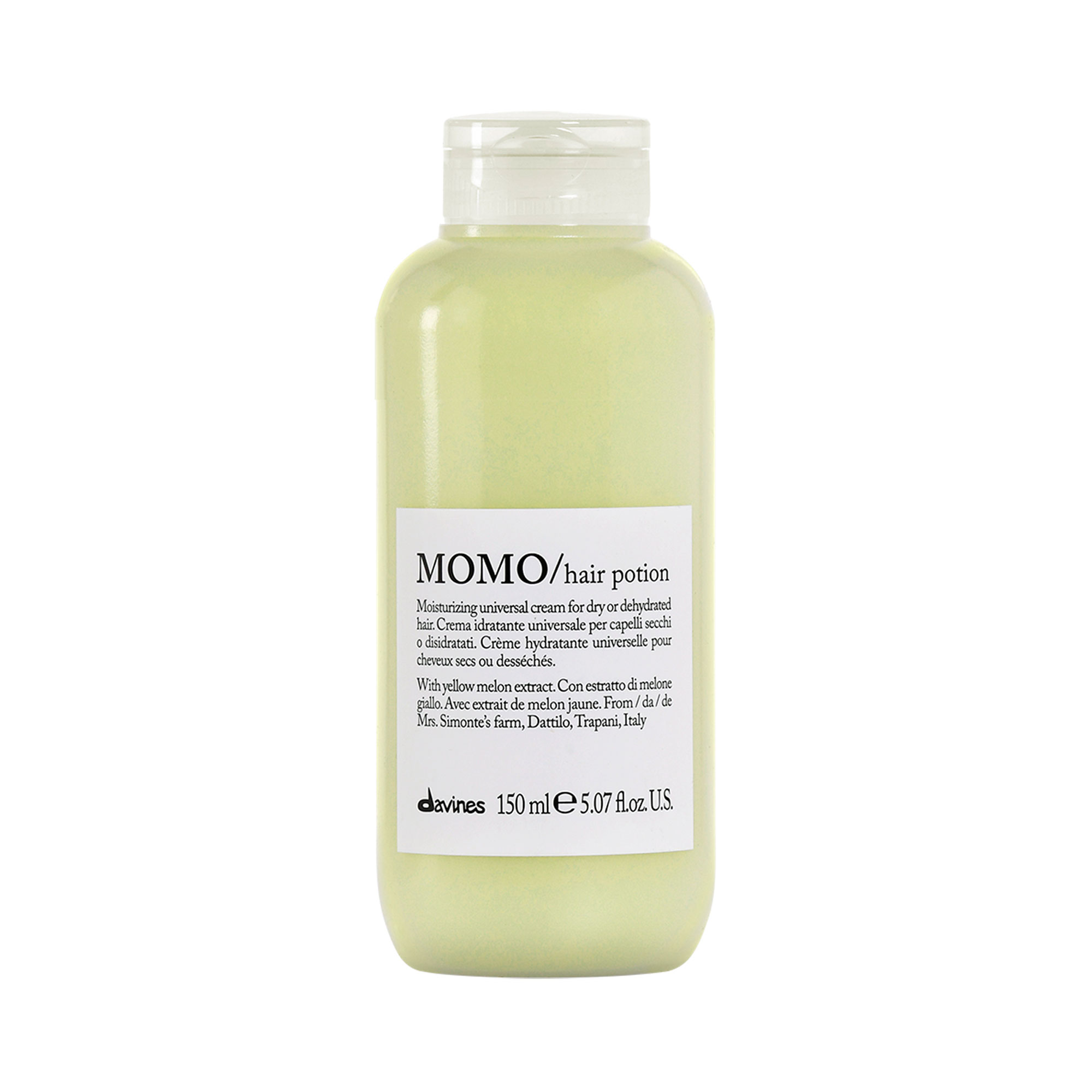 Універсальний незмивний зволожувальний крем для волосся Davines Momo Hair Potion для сухого та зневодненого волосся, 150 мл