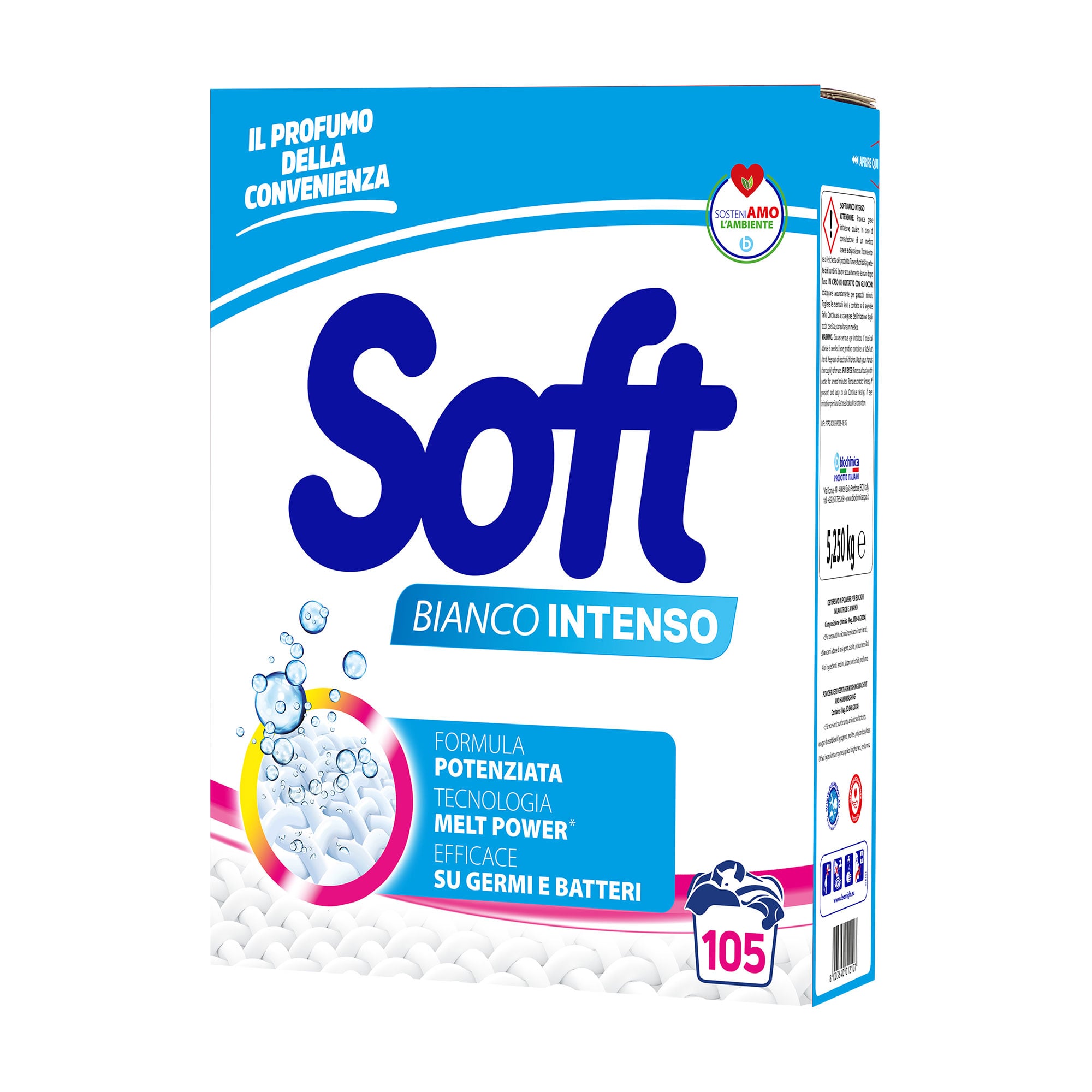 Універсальний пральний порошок Soft Linfa di Aloe з активним киснем, 105 циклів прання, 5.25 кг