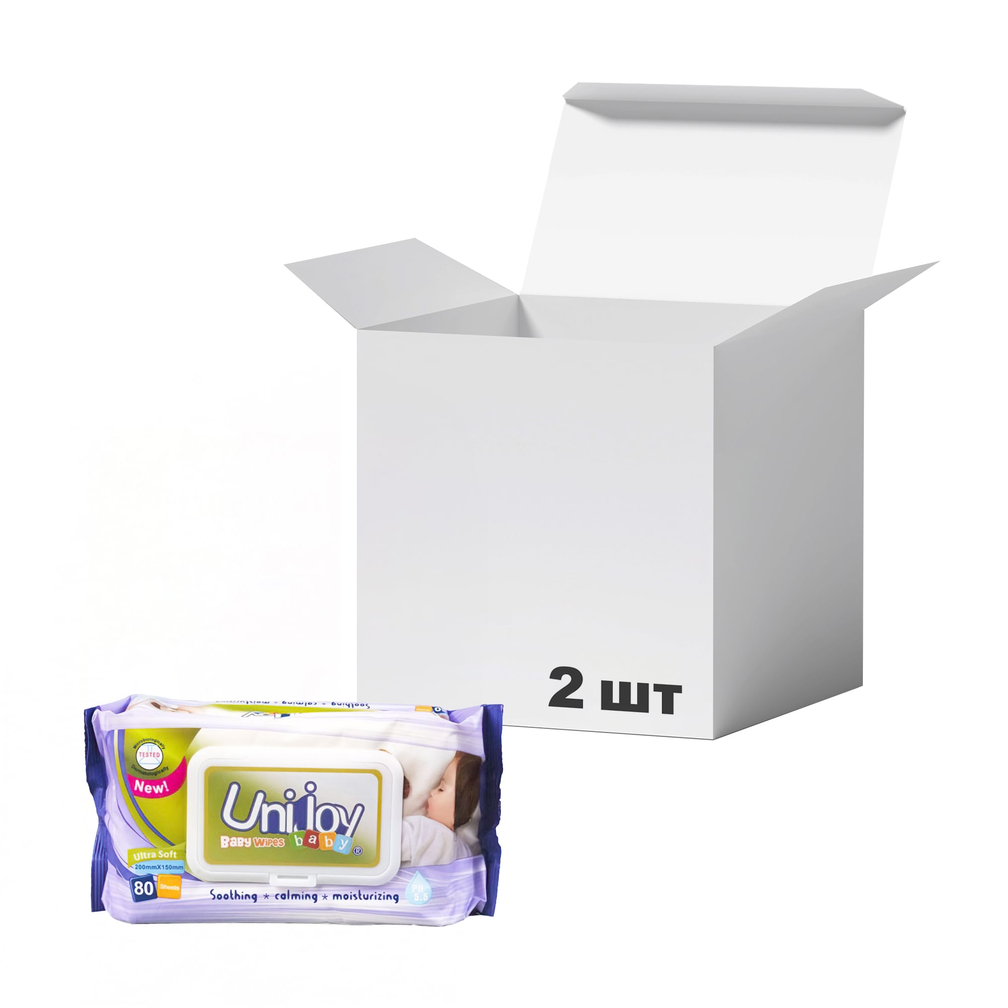 Упаковка дитячих вологих серветок Unijoy, 80 шт * 2 шт