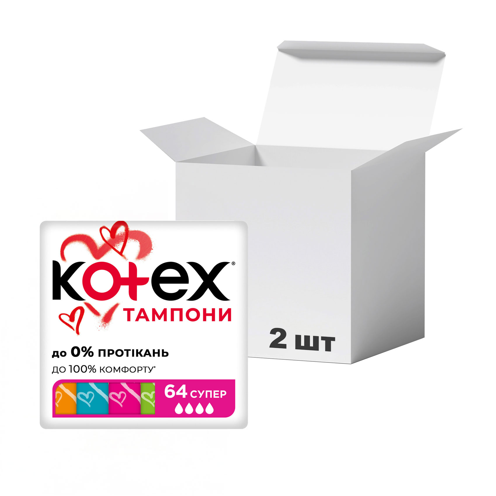 Упаковка тампонів Kotex Super, 64 шт * 2 шт