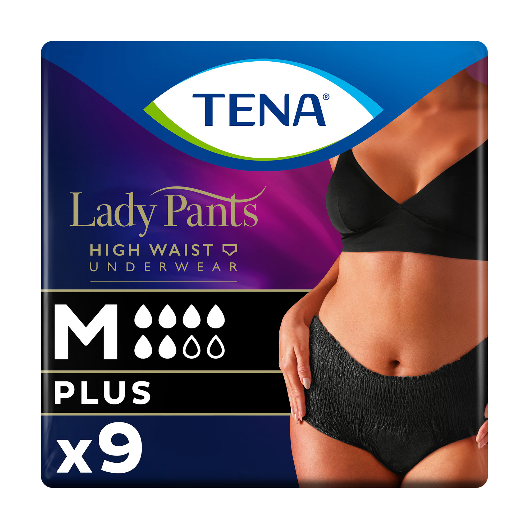 Урологічні труси жіночі TENA Lady Slim Pants Plus Black, розмір M, 9 шт