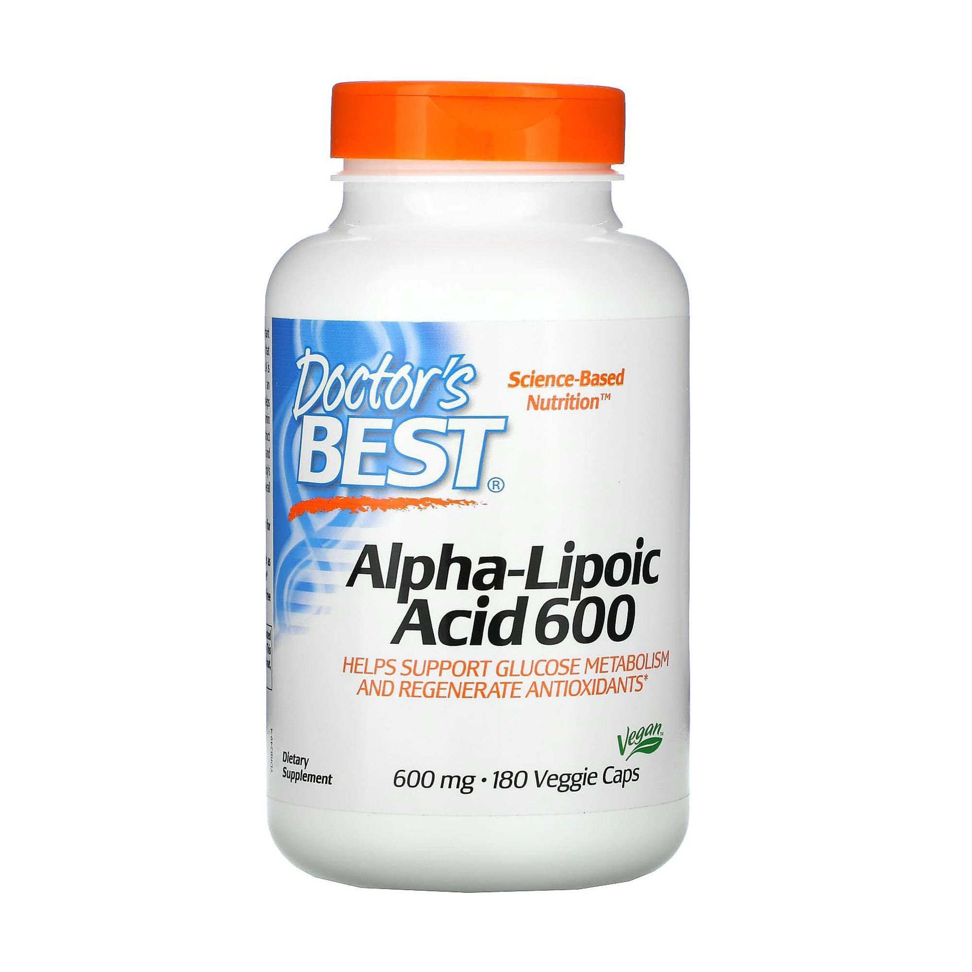 Уцінка! Альфа-ліпоєва кислота Doctor's Best Alpha-Lipoic Acid 600 мг, 180 веганських капсул