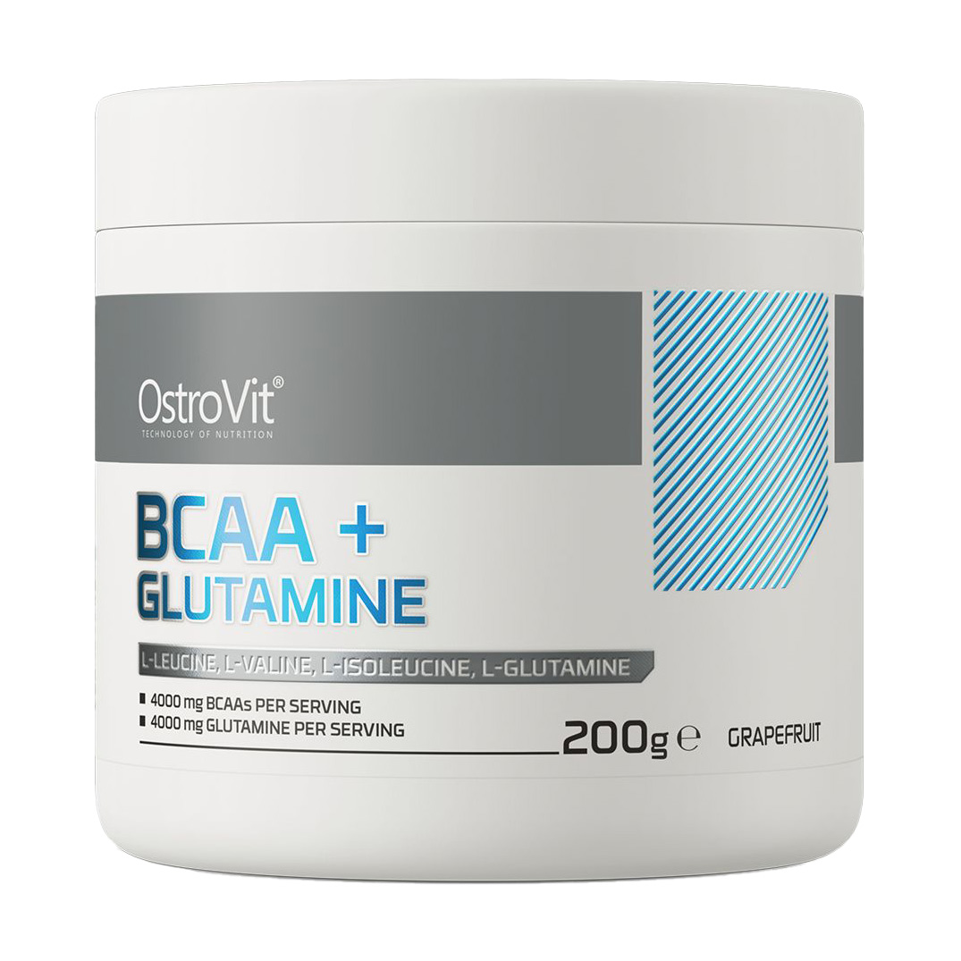 Уцінка! Амінокислоти BCAA + L-Глютамін OstroVit BCAA + Glutamine зі смаком грейпфруту, в порошку, 200 г