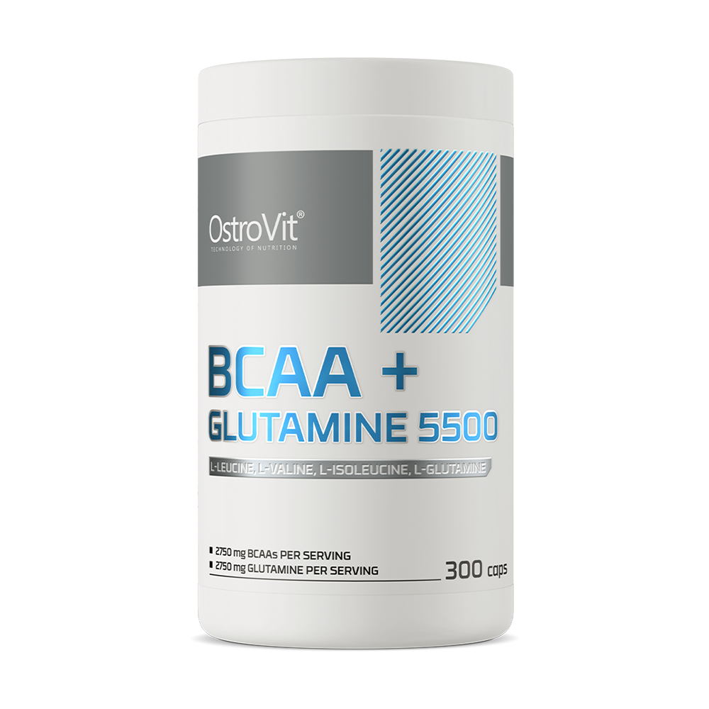 Уцінка! Амінокислоти OstroVit BCAA + Glutamine 5500, 2750 мг + 2750 мг, 300 капсул