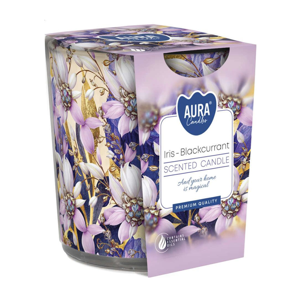 Уцінка! Ароматична свічка Bispol Scented Candle Aura Iris-Blackcurrant, 100 г (SN72S-59)