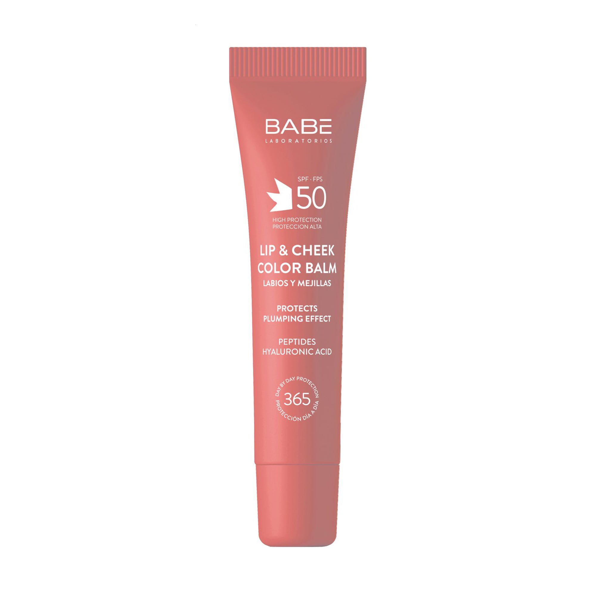 Уцінка! Бальзам-тінт для губ та щік BABE Laboratorios Sun Protection Lip &amp; Cheek Color Balm SPF 50 з гіалуроновою кислотою та пептидами, Pink, 20 мл