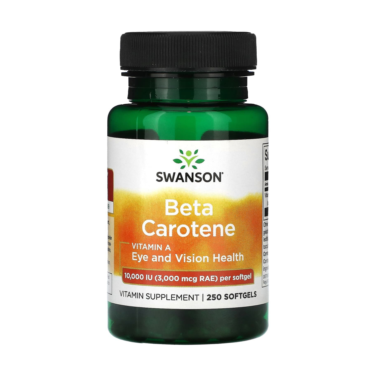 Уцінка! Бета-каротин Вітамін А Swanson Beta Carotene Vitamin A, 10000 МО, 250 гелевих капсул