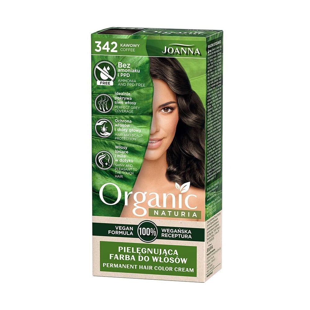 Уцінка! Безаміачна стійка крем-фарба для волосся Joanna Naturia Organic Permanent Color Cream 342 Coffee, 100 мл