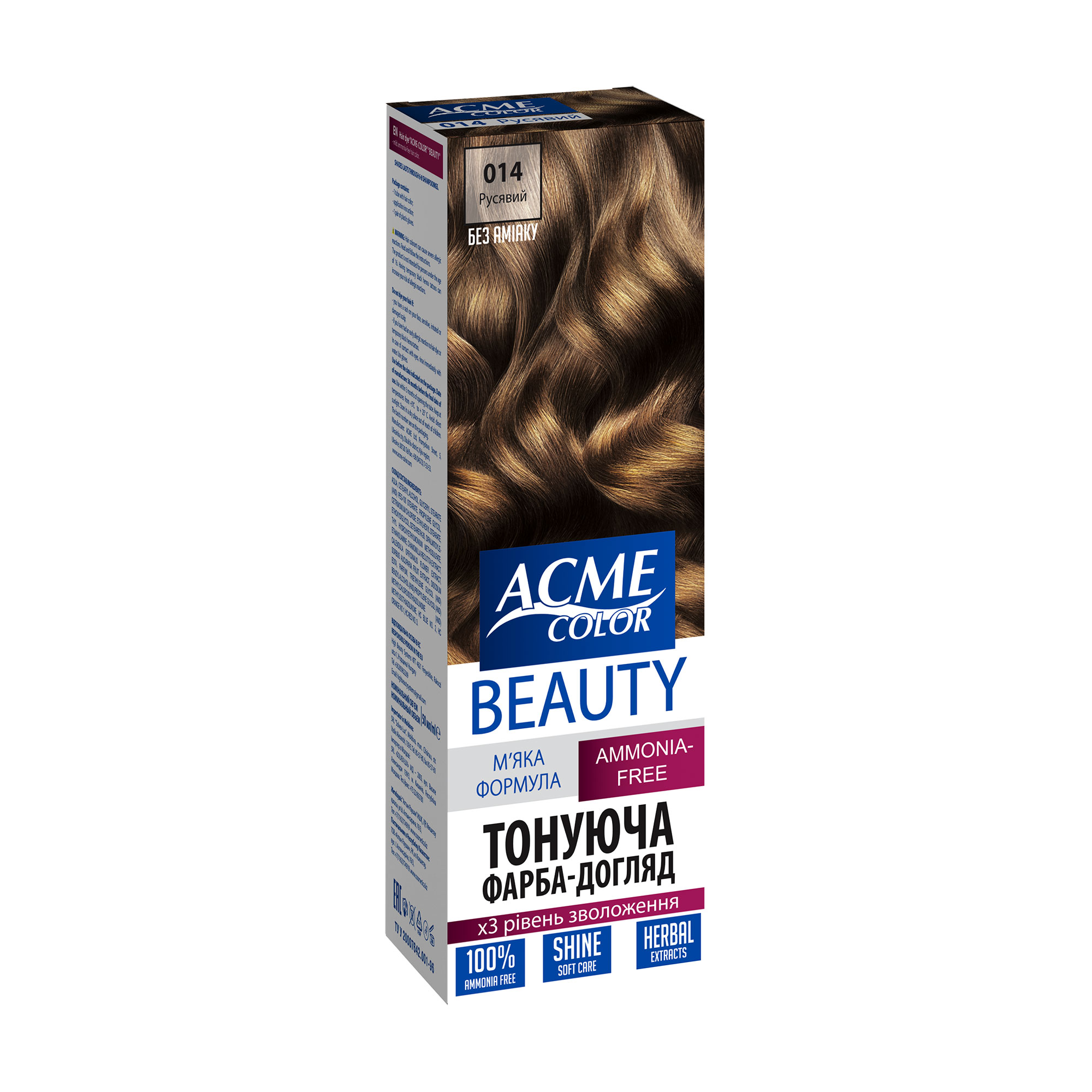 Уцінка! Безаміачна тонувальна фарба для волосся Acme Color Beauty 014 Русявий, 50 мл