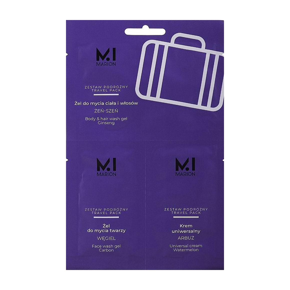 Уцінка! Чоловічий дорожній набір Marion Travel Pack (гель для душу, 10 мл + гель для вмивання, 7 мл + крем, 7 мл)