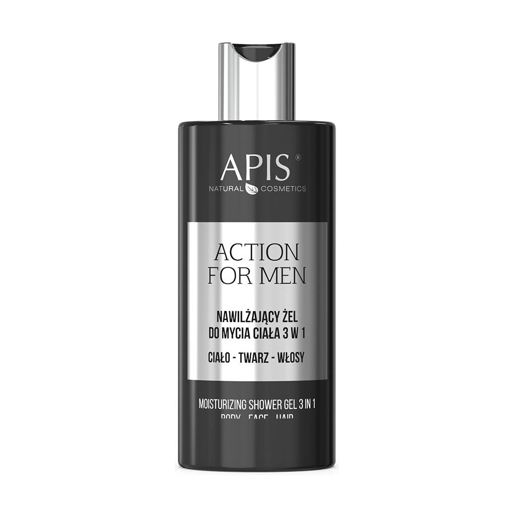 Уцінка! Чоловічий зволожувальний гель для душу 3 в 1 Apis Natural Cosmetics Action For Men, 300 мл