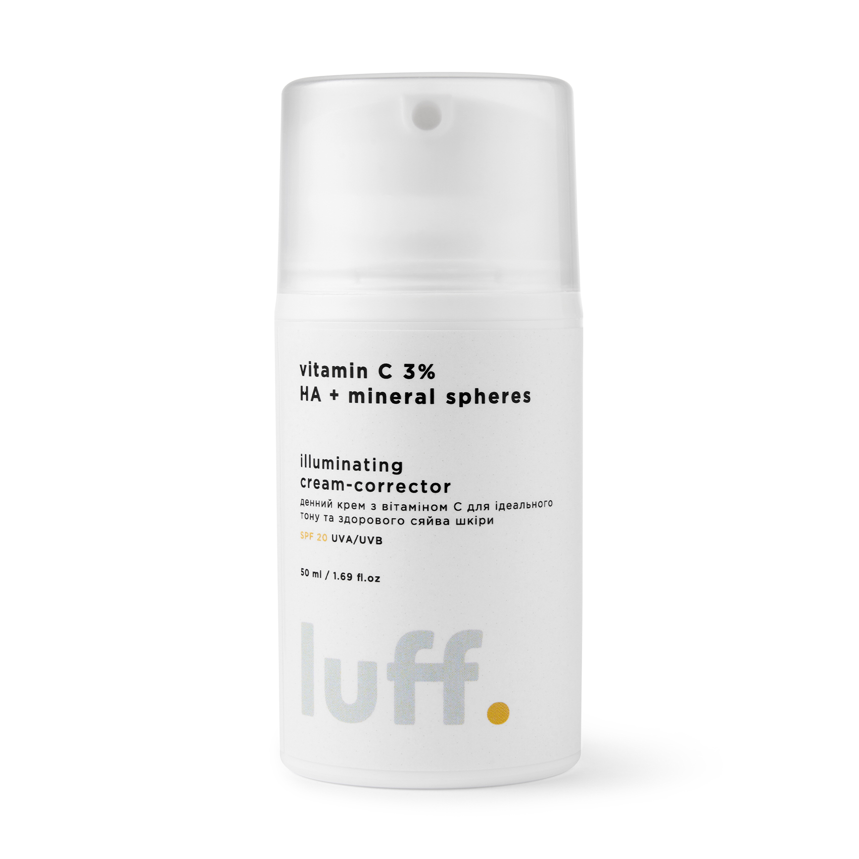 Уцінка! Денний крем-коректор для обличчя Luff Illuminating Cream-Corrector SPF 20 UVA/UVB з вітаміном С, для ідеального тону і здорового сяйва шкіри, 50 мл