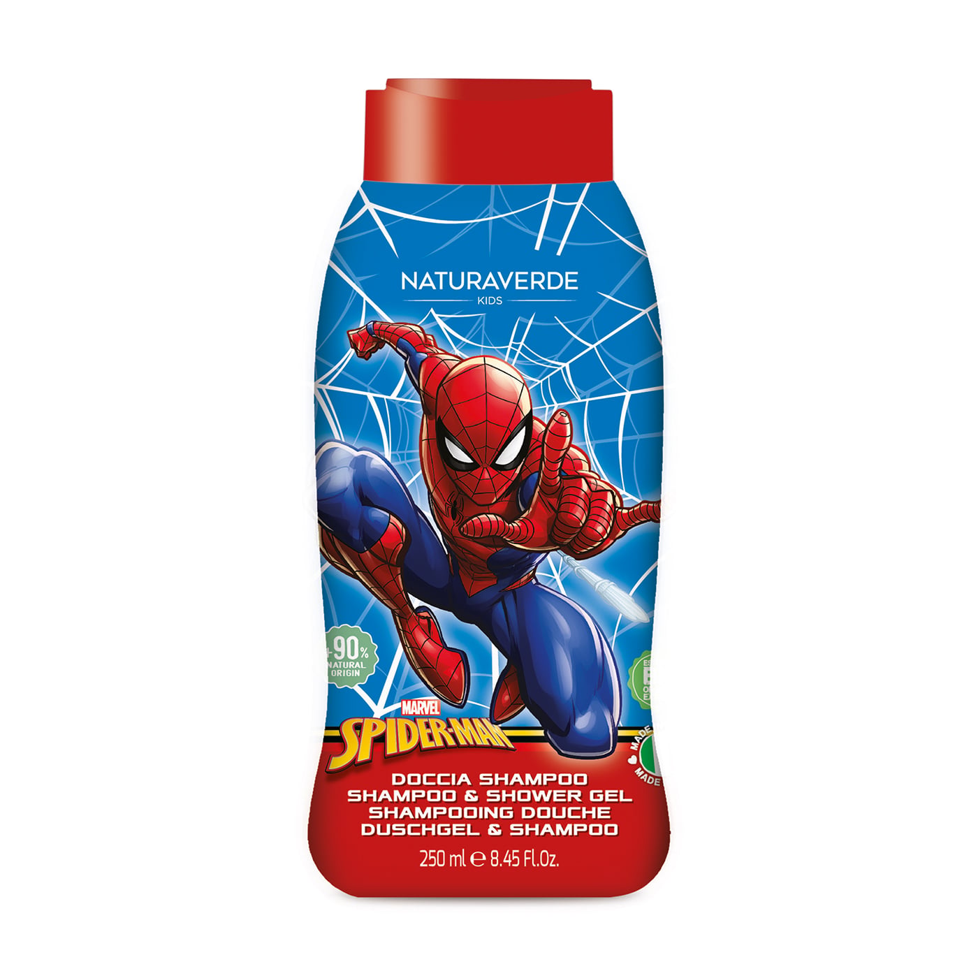 Уцінка! Дитячий гель для душу та шампунь Naturaverde Spiderman Shampoo &amp; Shower Gel з органічними екстрактами вівса, 250 мл