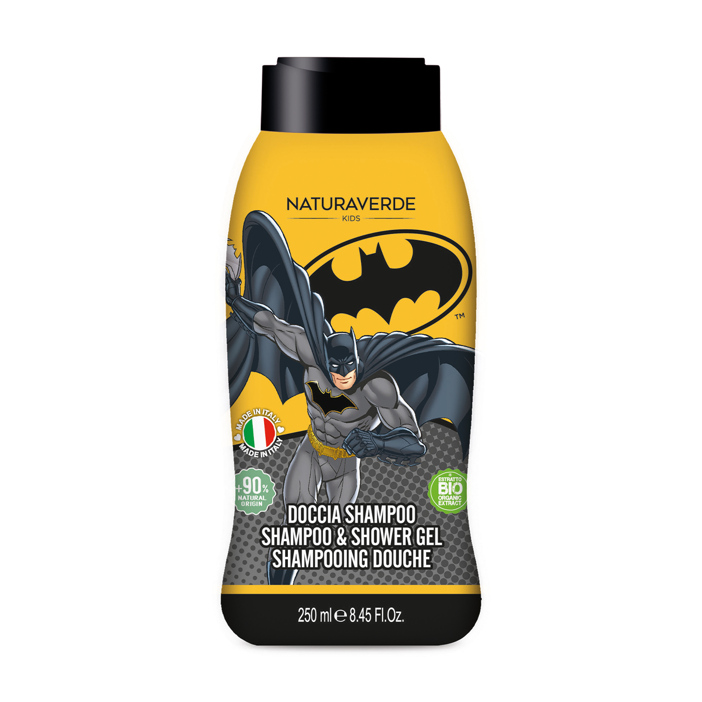 Уцінка! Дитячий гель для душу та шампунь Naturaverde Batman Shampoo &amp; Shower Gel з органічним екстрактом зеленого чаю, 250 мл