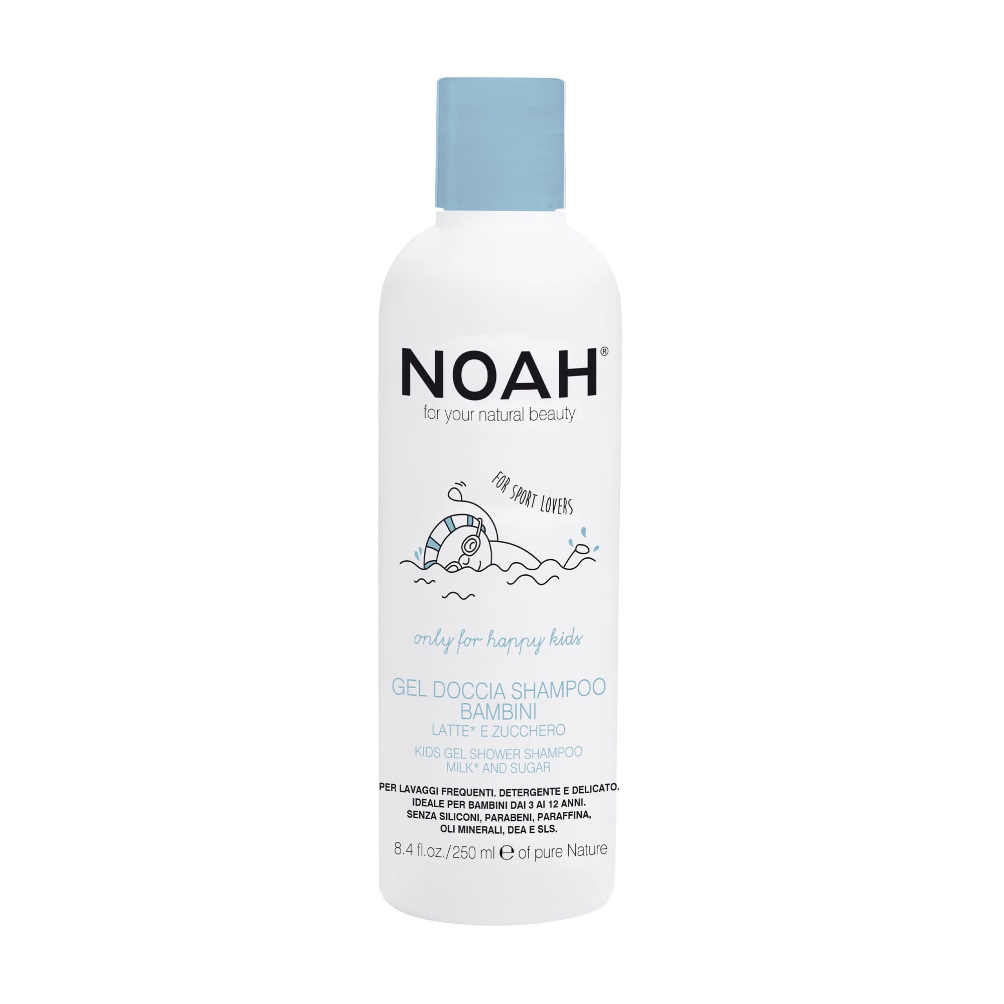Уцінка! Дитячий гель-шампунь для душу NOAH Kids Gel Shower Shampoo Milk* And Sugar з молоком та цукром, 250 мл