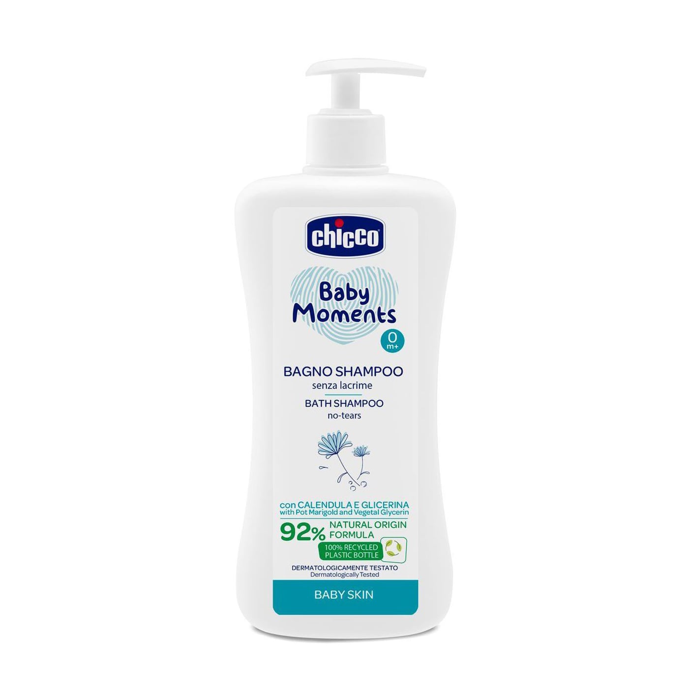 Уцінка! Дитячий шампунь-гель 2 в 1 для волосся та тіла Chicco Baby Moments Без сліз, 500 мл