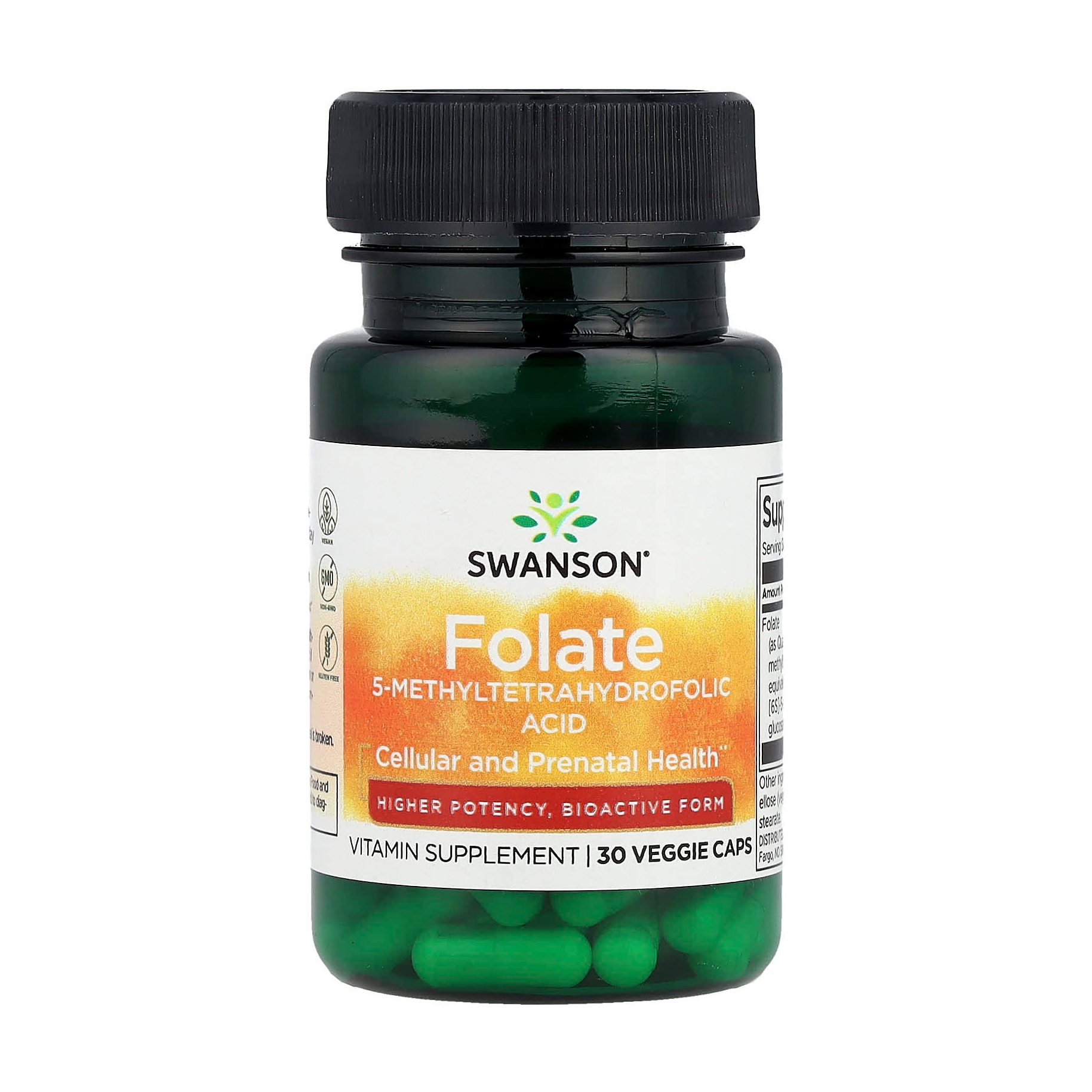 Уцінка! Фолат (5-метилтетрагідрофолієва кислота) Swanson Folate (5-Methyltetrahydrofolic Acid) 1360 мкг, 30 капсул