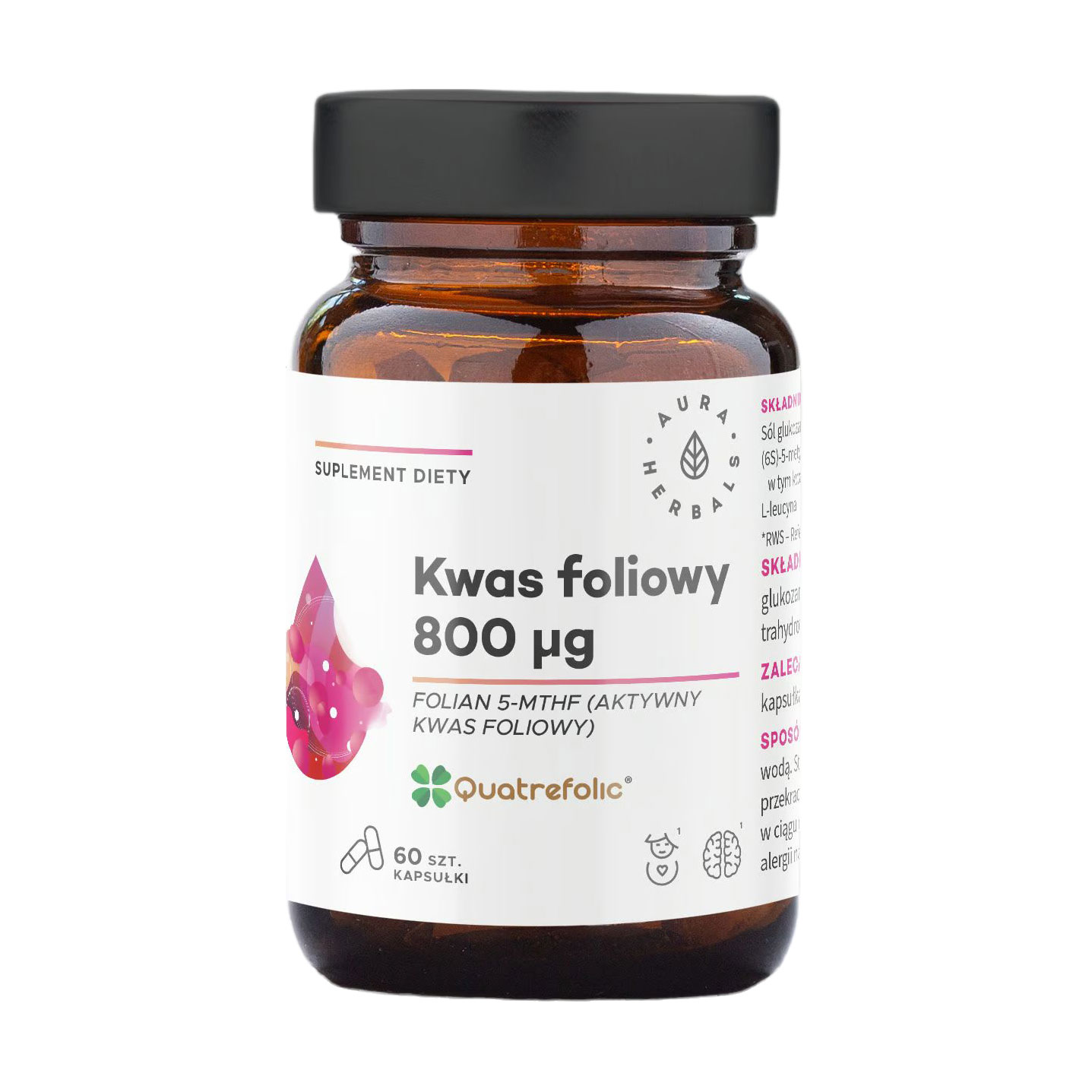 Уцінка! Фолієва кислота Aura Herbals Folic Acid 800 мкг, 60 капсул
