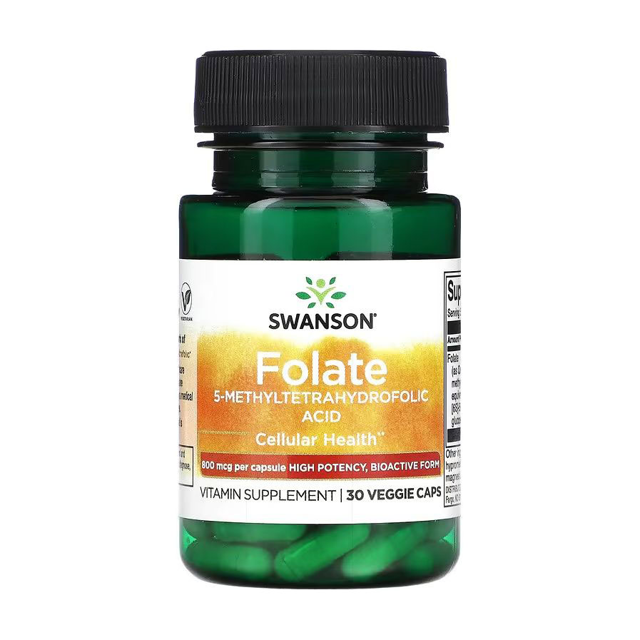Уцінка! Фолієва кислота Swanson Folate 1360 мл, 30 веганських капсул