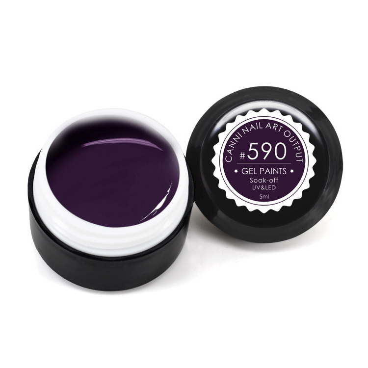 Уцінка! Гель-фарба Canni Nail Art Output Gel Paints Soak-off UV&amp;LED 590 темний баклажан, 5 мл