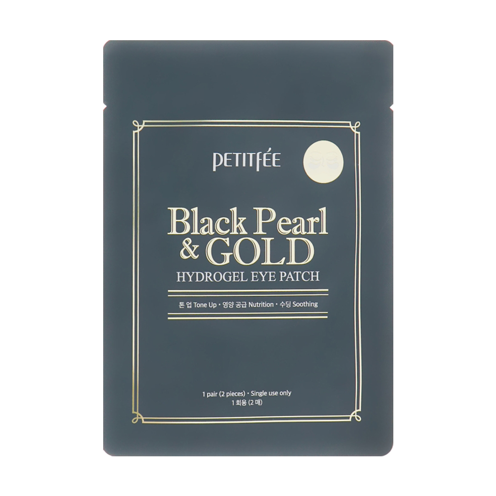 Уцінка! Гідрогелеві патчі для шкіри навколо очей Petitfee &amp; Koelf Black Pearl &amp; Gold Hydrogel Eye Patch з золотом і чорними перлами, 2 шт