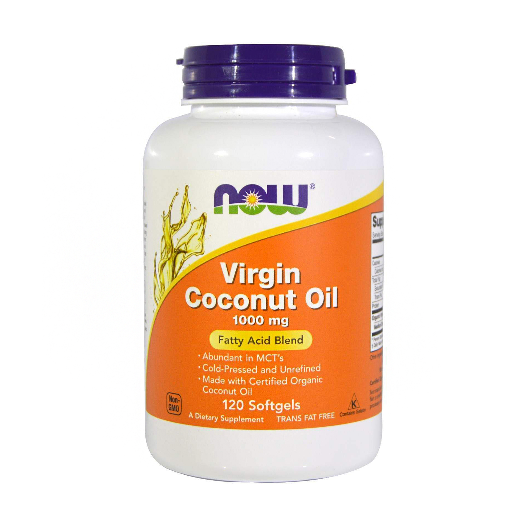 Уцінка! Кокосова олія першого віджиму Now Foods Virgin Coconut Oil 1000 мг, 120 капсул