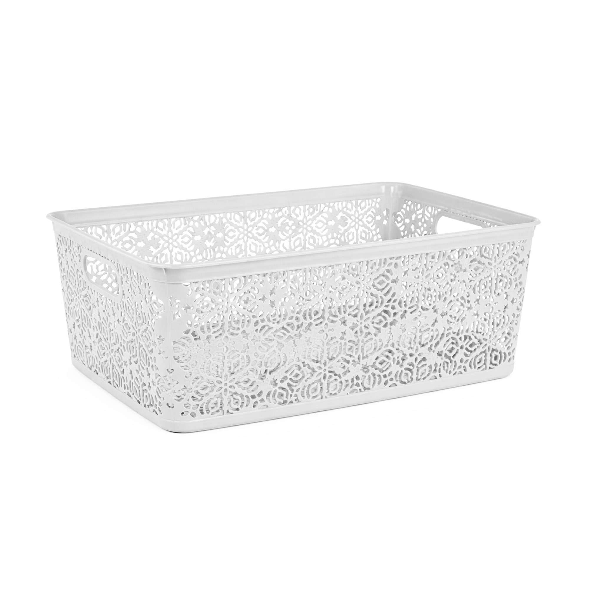 Уцінка! Кошик для зберігання без кришки Violet House 0504 Ажур White, 14.5*25.5*37 см, 14 л