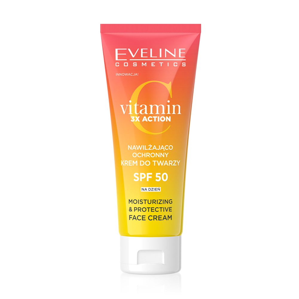 Уцінка! Крем для обличчя Eveline Cosmetics Vitamin C 3x Action Зволоження та захист, SPF 50 PA ++++, 30 мл
