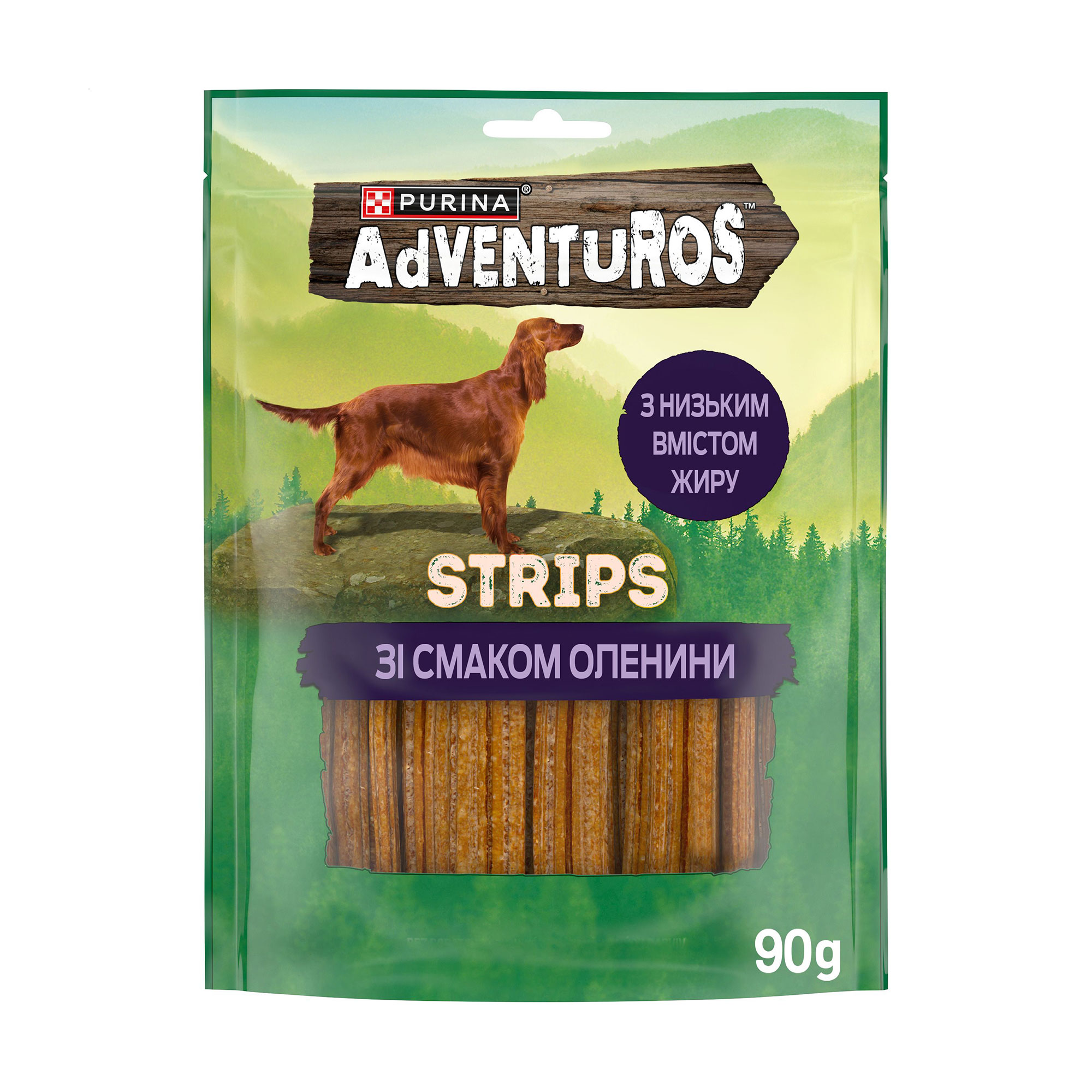 Уцінка! Ласощі для дорослих собак Adventuros Strips зі смаком оленини, 90 г