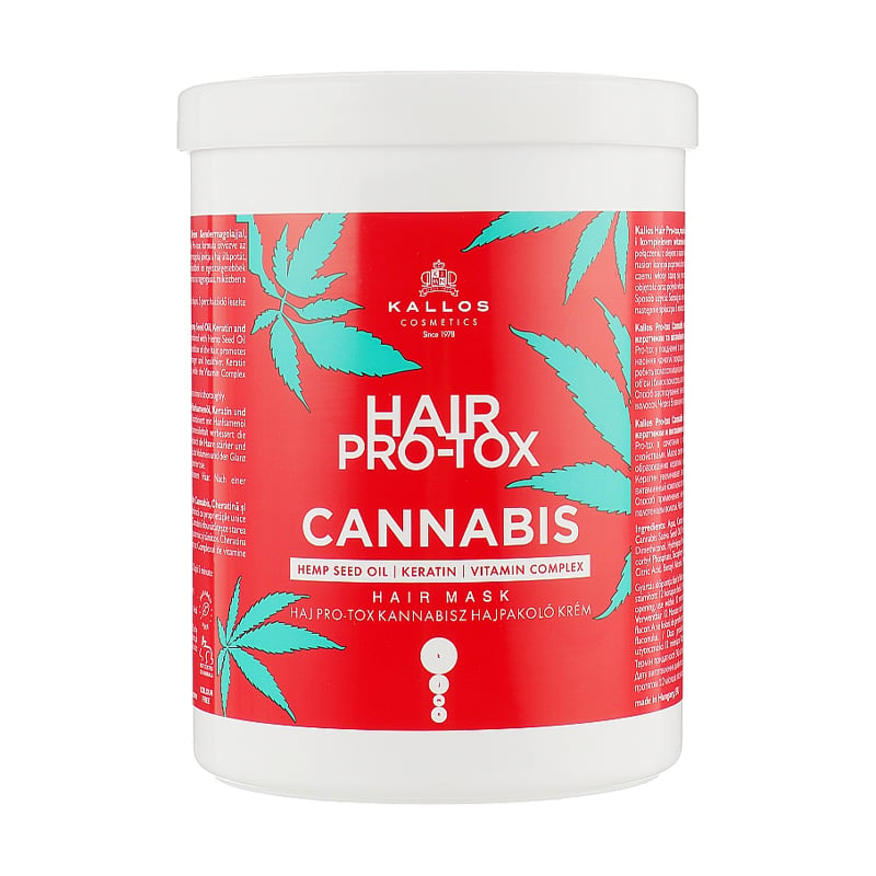 Уцінка! Маска для волосся Kallos Cosmetics Hair Pro-Tox Cannabis Mask з олією насіння конопель, кератином та вітамінним комплексом, 500 мл