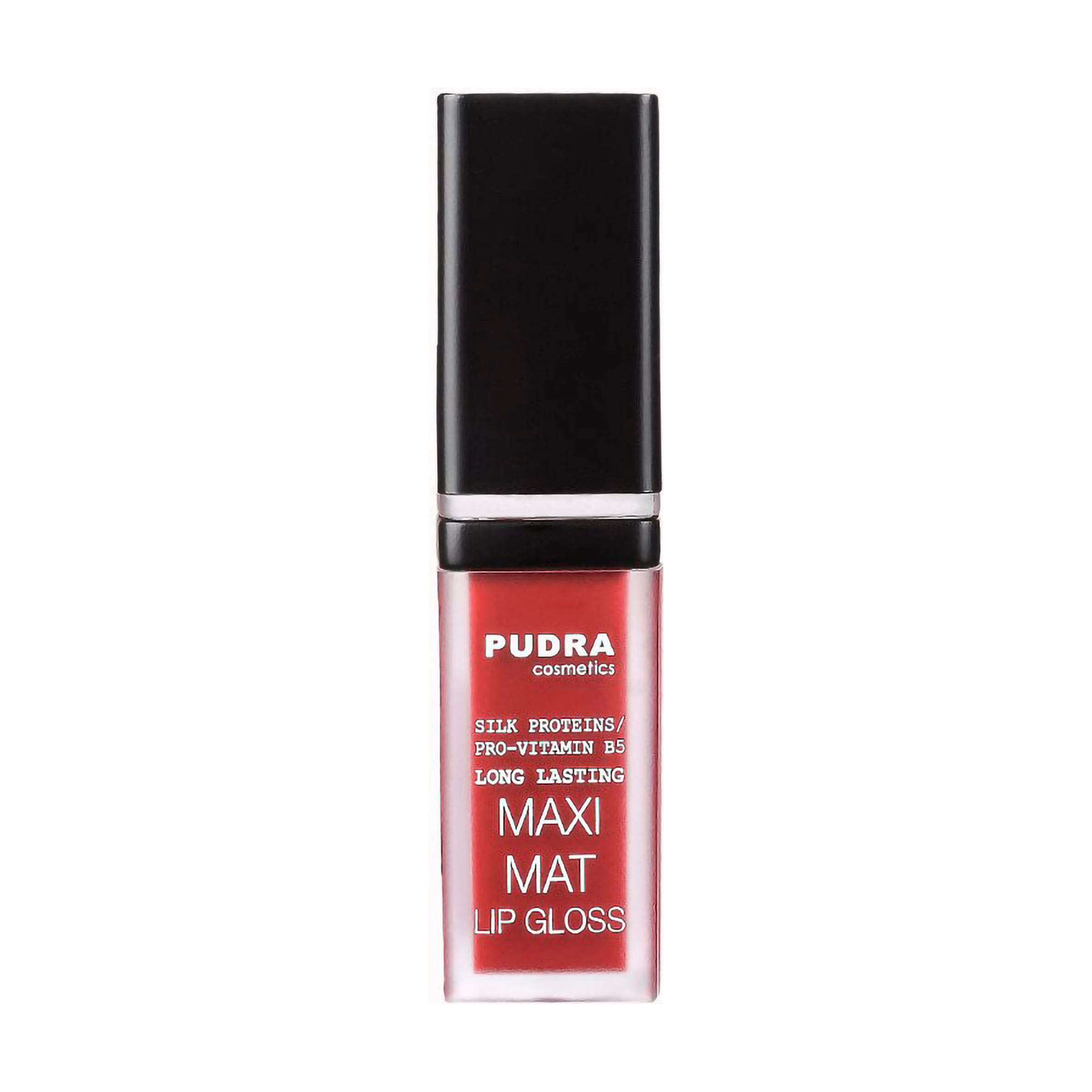 Уцінка! Матовий блиск для губ Pudra Cosmetics Maxi Matt Long Lasting Lip Gloss з протеїнами шовку та провітаміном B5, 15, 7 мл
