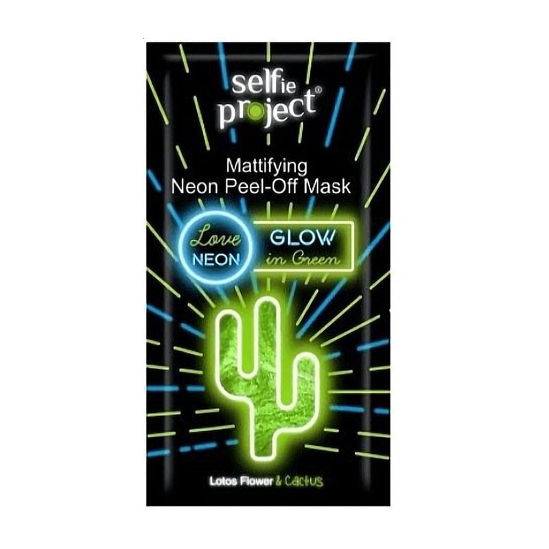 Уцінка! Матувальна маска для обличчя Selfie Project Mattifying Neon Peel-Off Mask Glow In Green, 10 мл