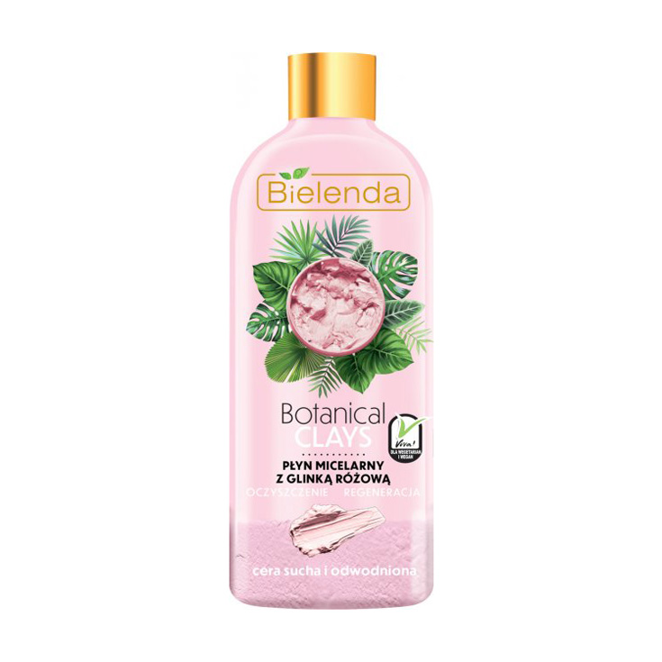 Уцінка! Міцелярна вода для обличчя Bielenda Botanical Clays Vegan з рожевою глиною, 500 мл