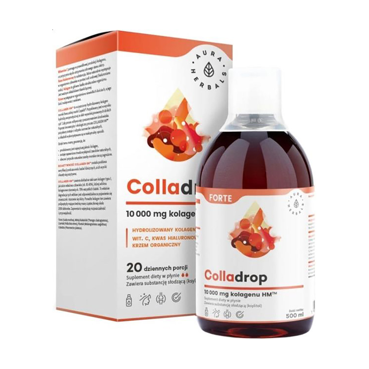 Уцінка! Морський колаген Aura Herbals Colladrop Forte Marine Collagen 10000 мг, в рідині, 500 мл