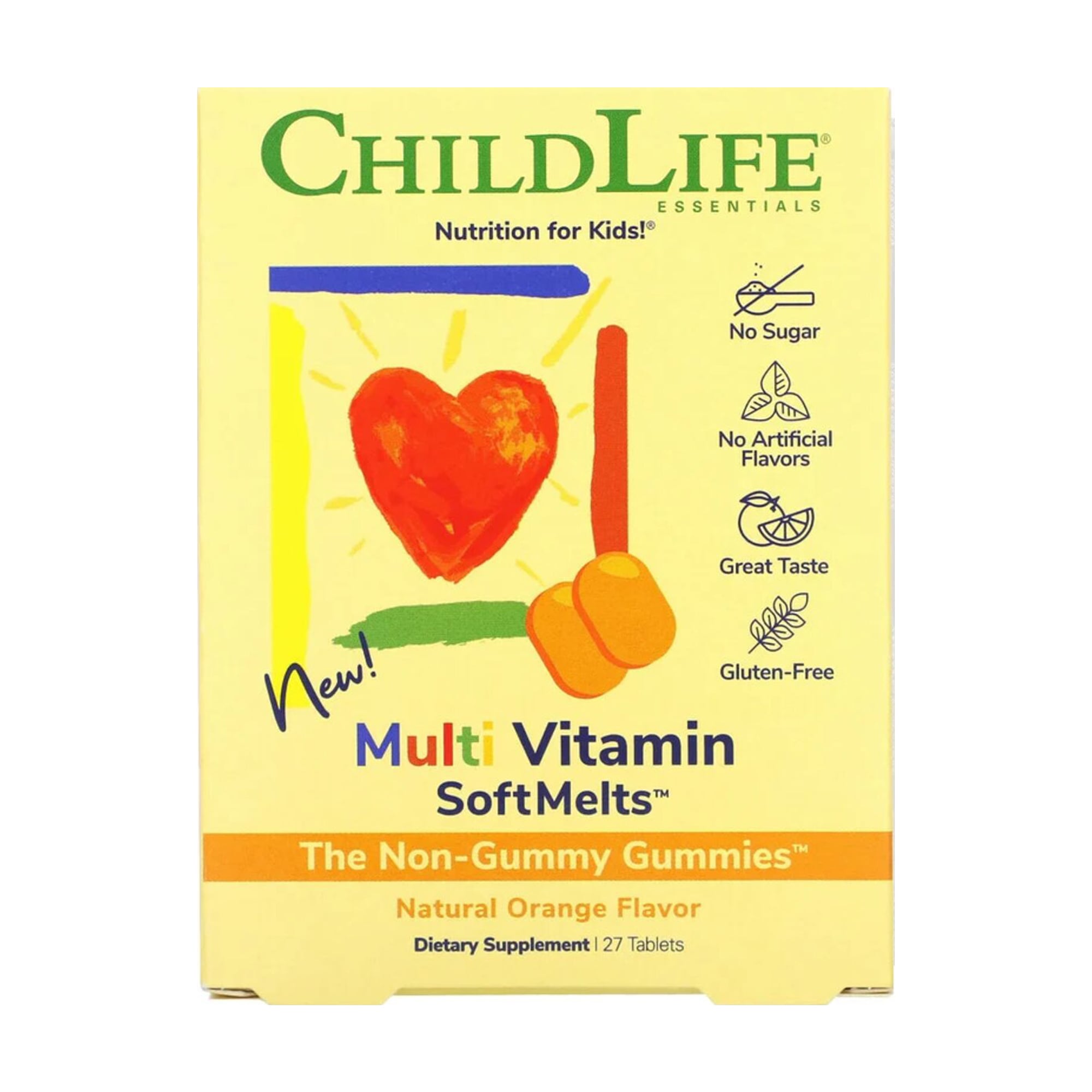 Уцінка! Мультивітаміни для дітей ChildLife Multi Vitamin SoftMelts з натуральним апельсиновим смаком, 27 жувальних таблеток