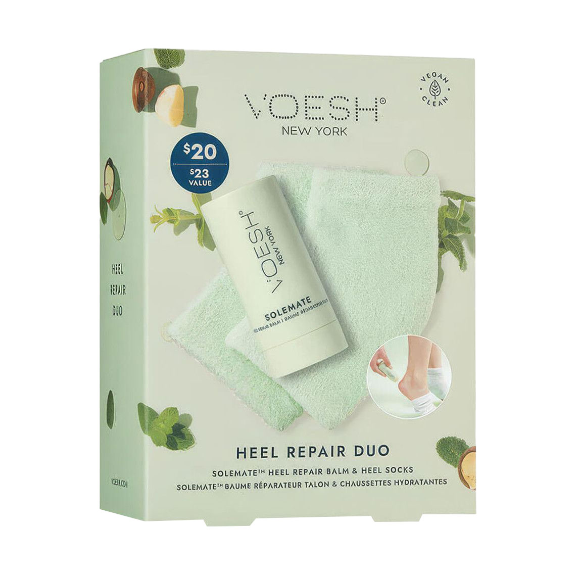 Уцінка! Набір для п'ят VOESH Heel Repair Duo (бальзам, 22 мл + шкарпетки, 1 пара)