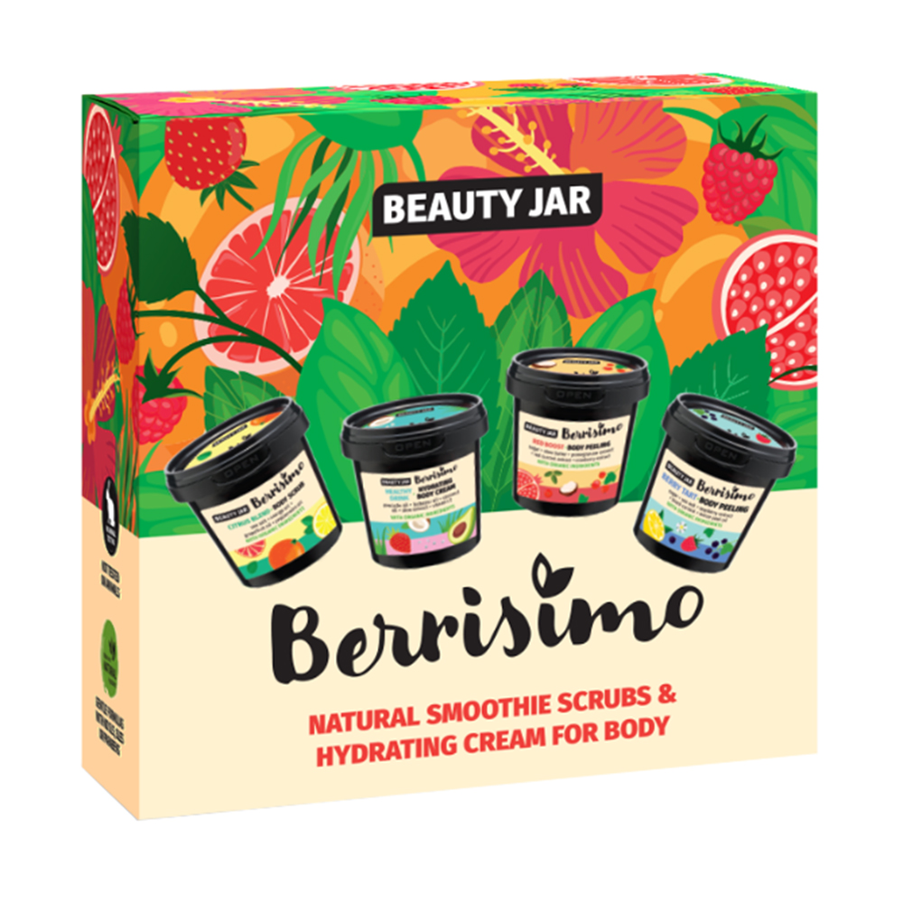 Уцінка! Набір для тіла Beauty Jar Berrisimo Hydrating (пілінг Red Boost, 160 г + пілінг Berry, 200 г + скраб Citrus Blend, 200 г + крем Healthy Drink, 155 мл)