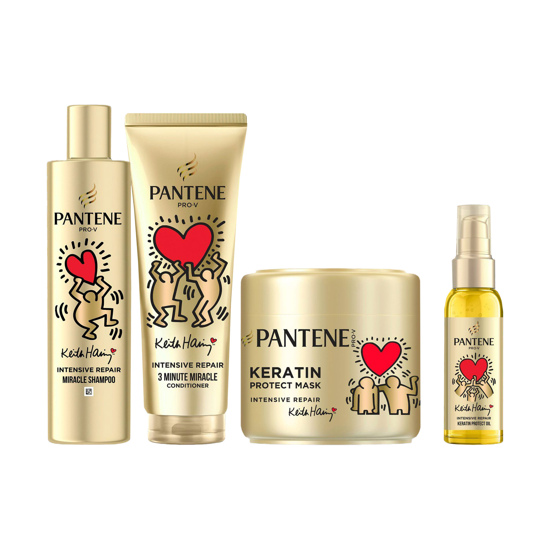 Уцінка! Набір для волосся Pantene Pro-V x Keith Haring Artist Edition (шампунь, 250 мл + бальзам-ополіскувач, 220 мл + маска, 300 мл + олія, 100 мл)