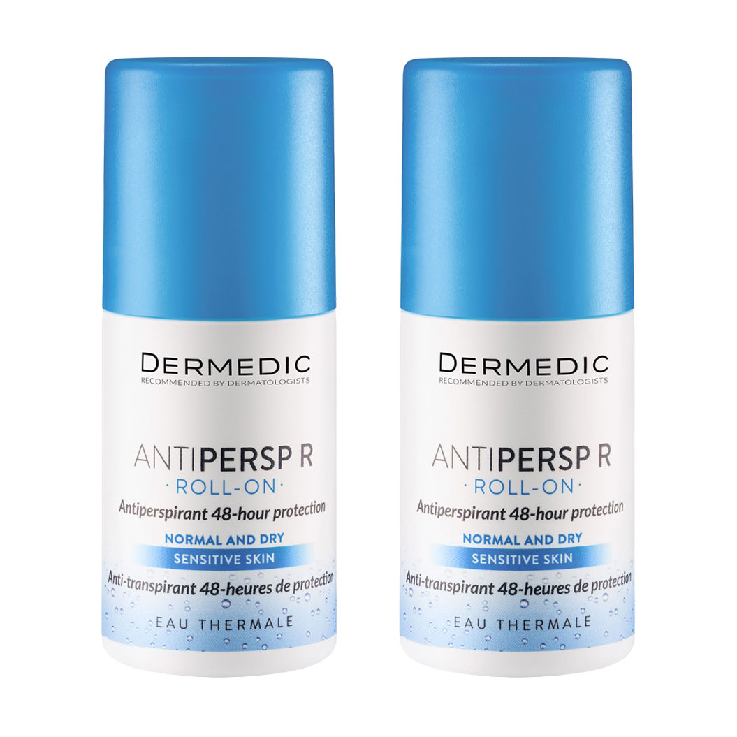 Уцінка! Набір кулькових антиперспірантів Dermedic Antipersp R Roll-On Antiperspirant 48-hour Protection, 2*60 г