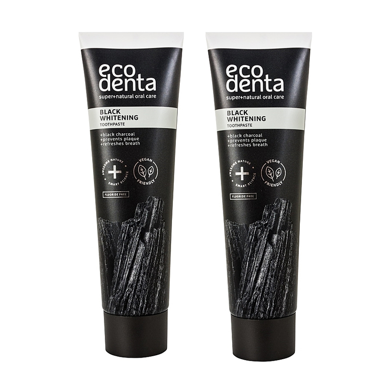 Уцінка! Набір зубних паст Ecodenta Black Whitening Toothpaste Чорна відбілювальна, 2*75 мл