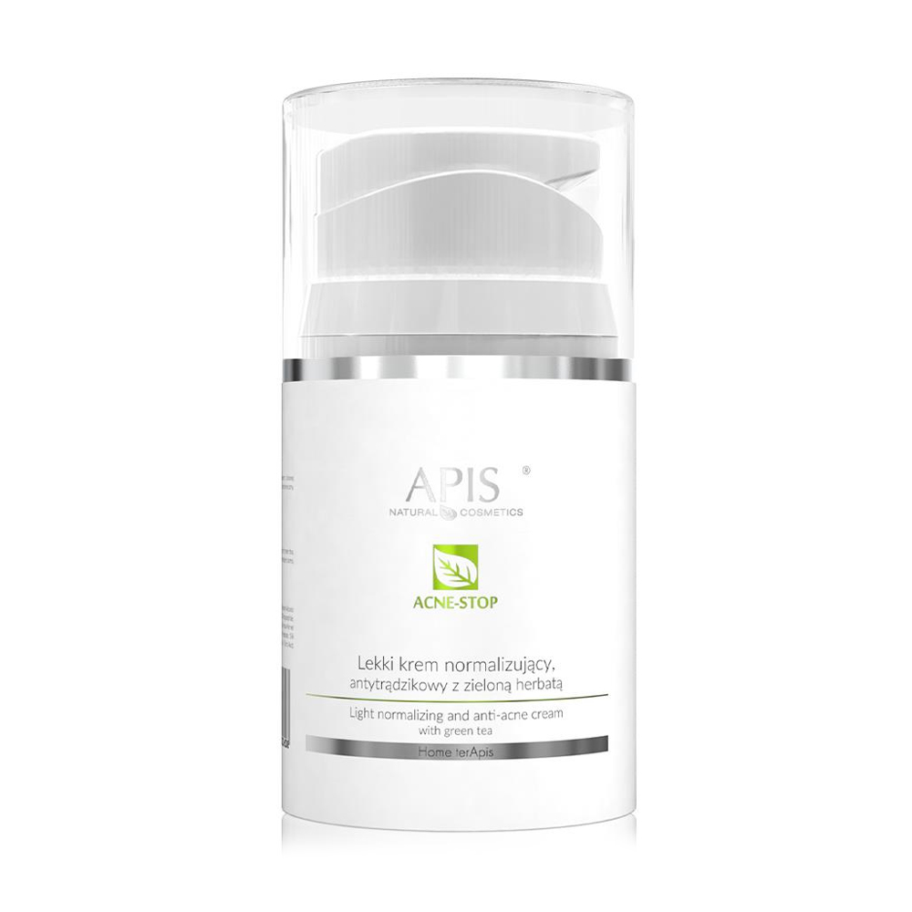 Уцінка! Нормалізувальний крем для обличчя Apis Natural Cosmetics Acne-Stop Cream проти прищів, з екстрактом зеленого чаю, 50 мл