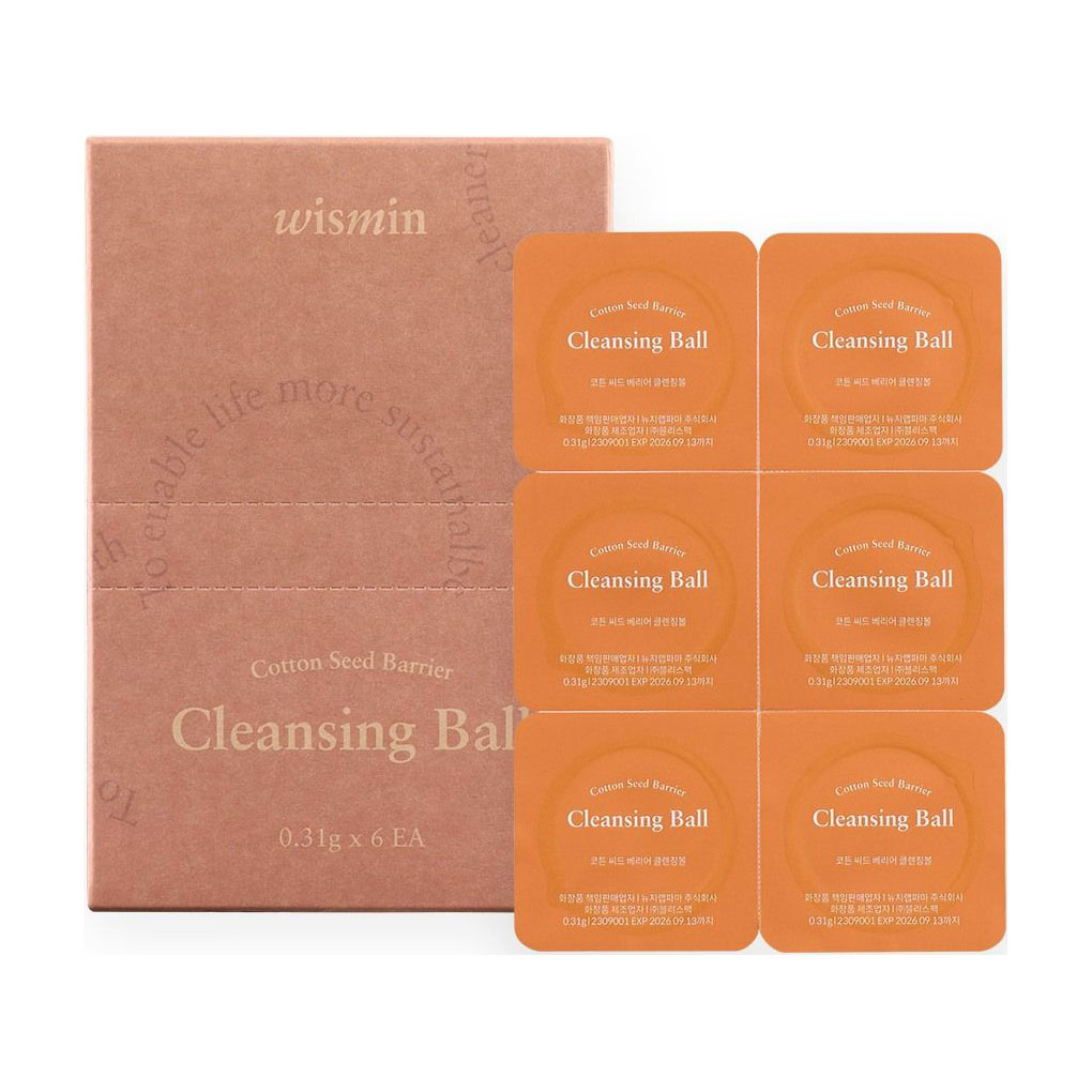 Уцінка! Очищувальні кульки для обличчя Wismin Cotton Seed Barrier Cleansing Ball з екстрактом насіння бавовни, 6*0.31 г
