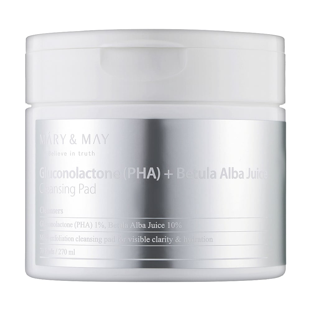 Уцінка! Очищувальні пілінг-диски для обличчя Mary &amp; May Gluconolactone (PHA) + Betula Alba Juice Cleansing Pad, 270 мл
