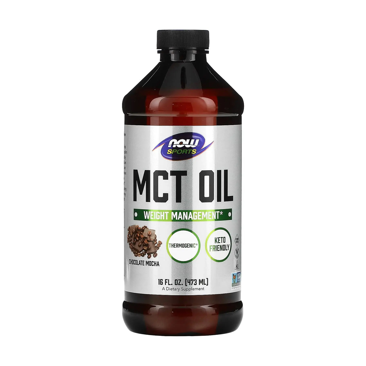 Уцінка! Олія МСТ NOW foods Sports MCT Oil зі смаком шоколадного мокко, в рідині, 473 мл