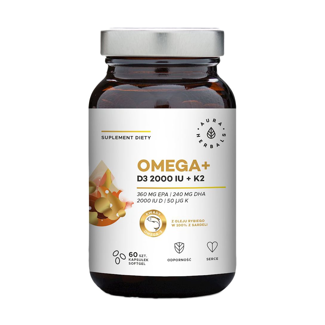 Уцінка! Омега+ Aura Herbals Omega + D3 2000 IU + Vitamin K2, 60 капсул