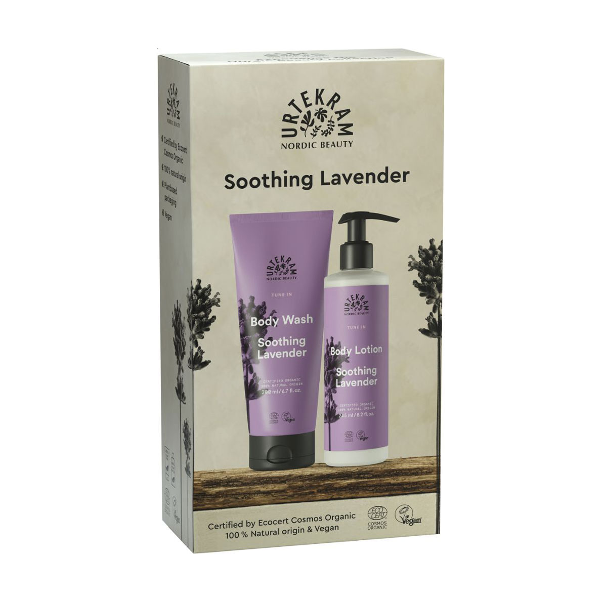 Уцінка! Органічний подарунковий набір Urtekram Soothing Lavender Заспокійлива лаванда (гель для душу, 200 мл + лосьйон для тіла, 245 мл)