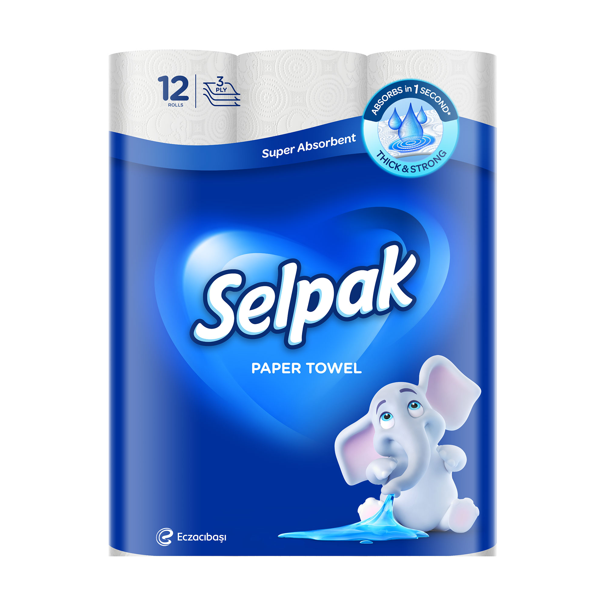 Уцінка! Паперові рушники Selpak 3-шарові, 80 відривів, 12 рулонів