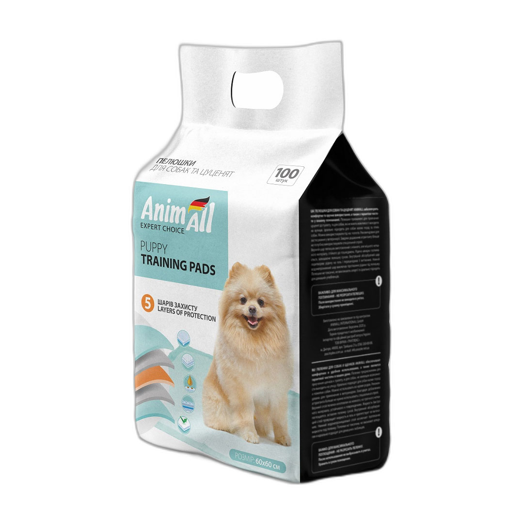 Уцінка! Пелюшки для собак та цуценят AnimAll Puppy Training Pads 60*60 см, 100 шт